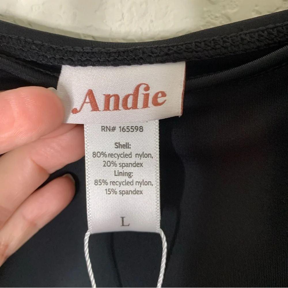 Andie Womens black the full coverage Amalfi one piece swimsuit L NWT - Picture 5 of 9